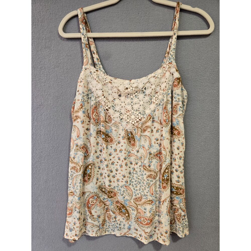 Paisley and Lace Tank Top from CURE Cream and Tan Flowy Large